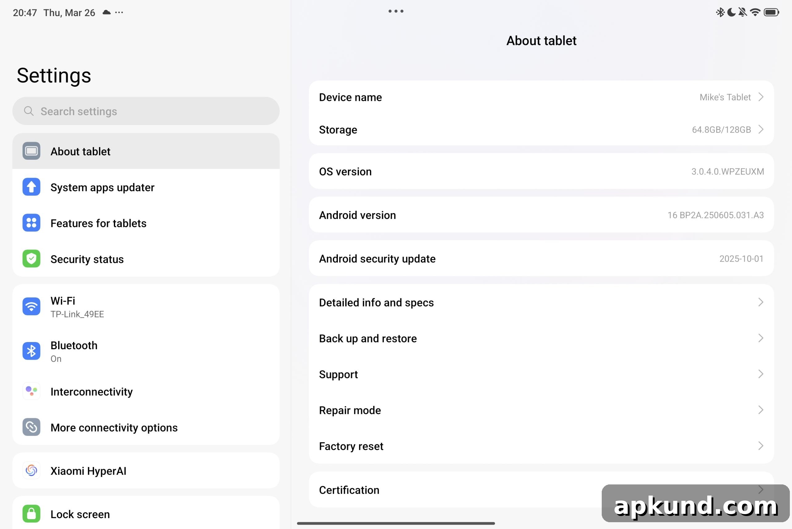 Xiaomi Pad 8 software screenshot
