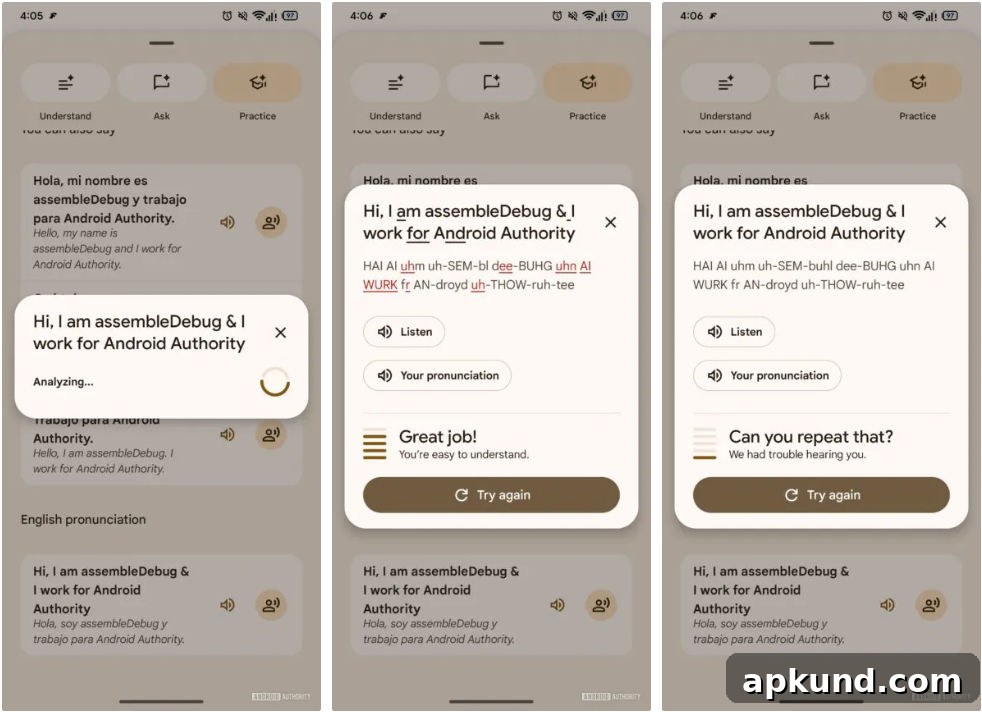 Screenshot illustrating pronunciation practice in Google Translate