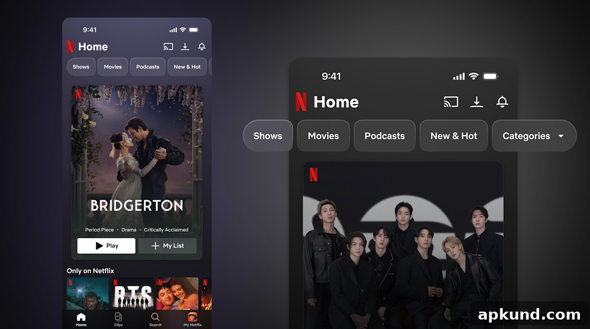 Netflix Clips vertical feed on mobile