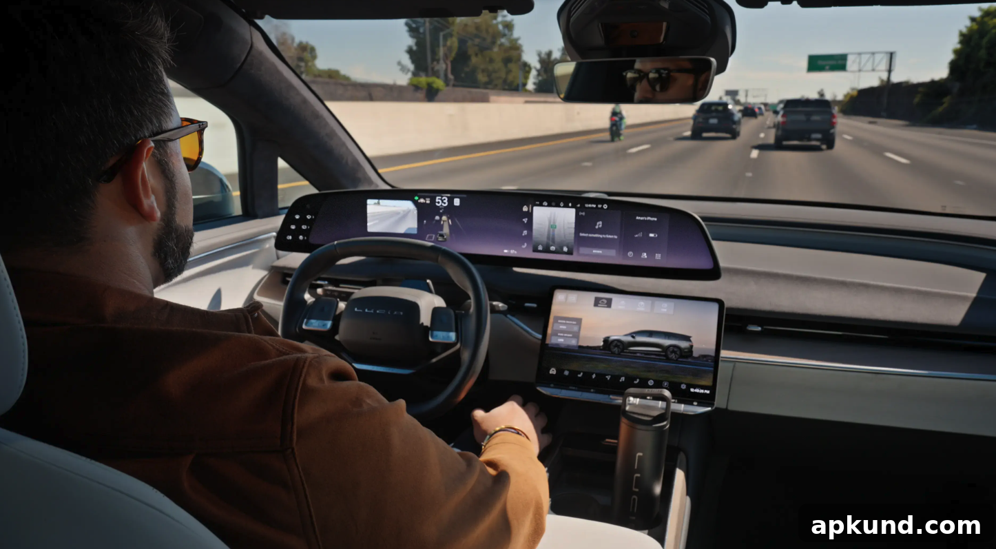 Lucid Gravity cockpit and highway visualization