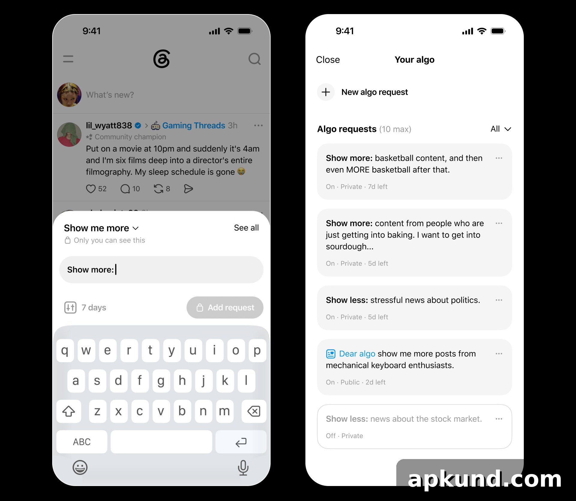 Adjust feed preferences on Threads
