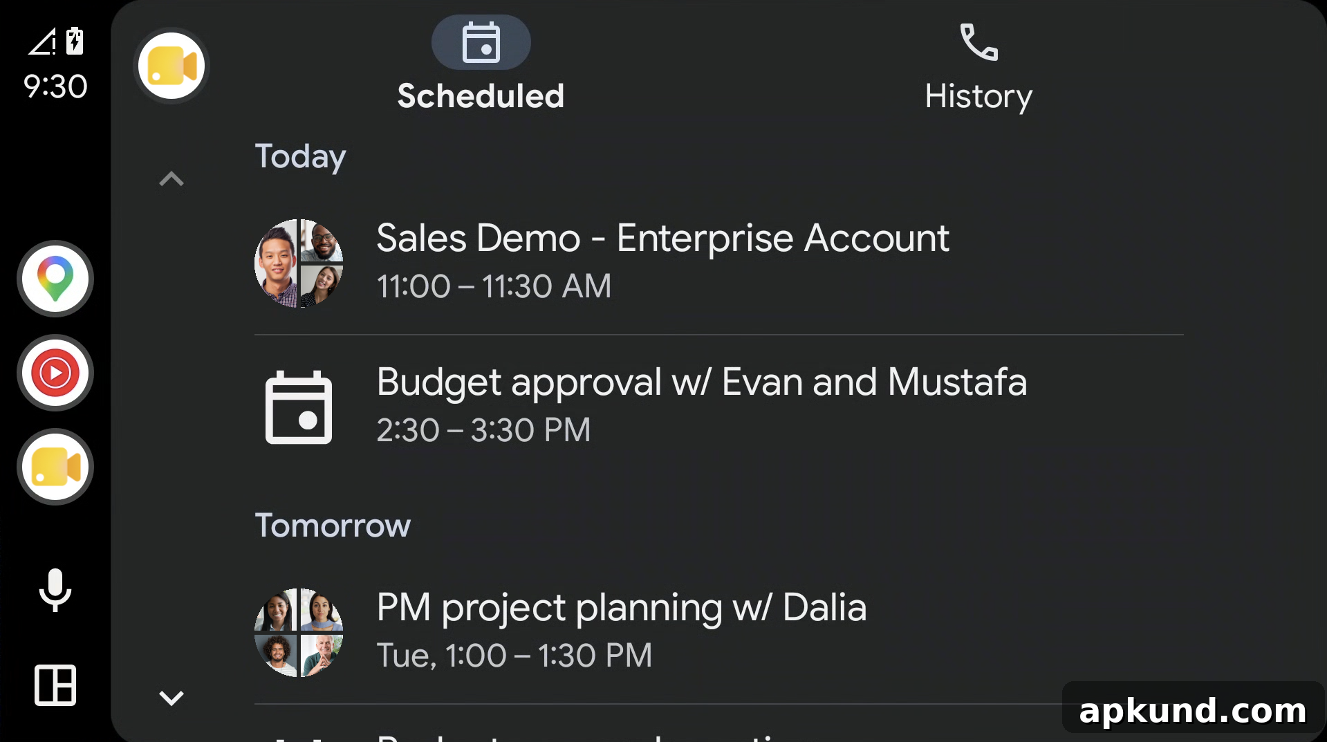 Google Meet on Android Auto