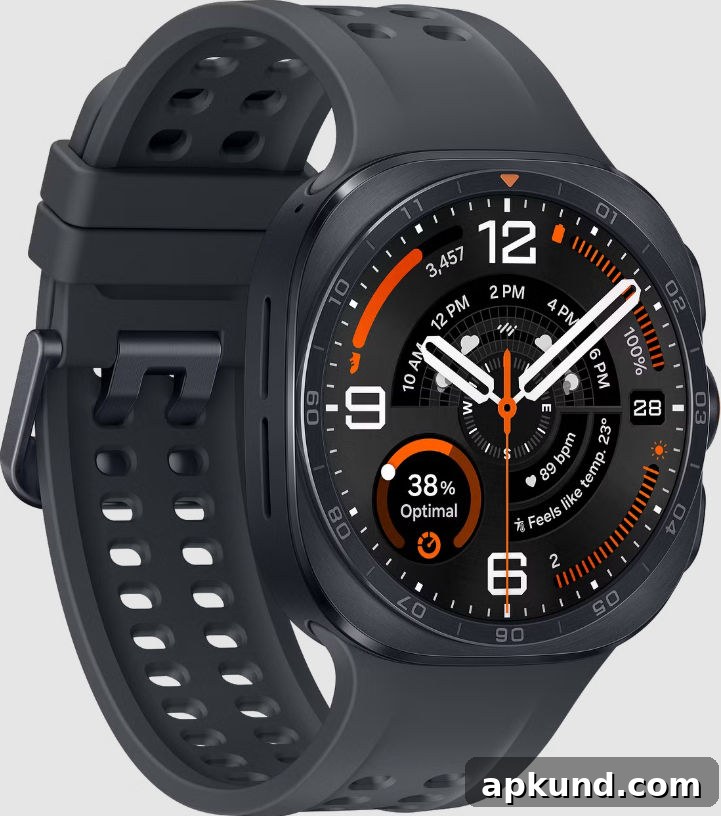 Galaxy Watch Ultra 2 render showing Titanium Gray finish