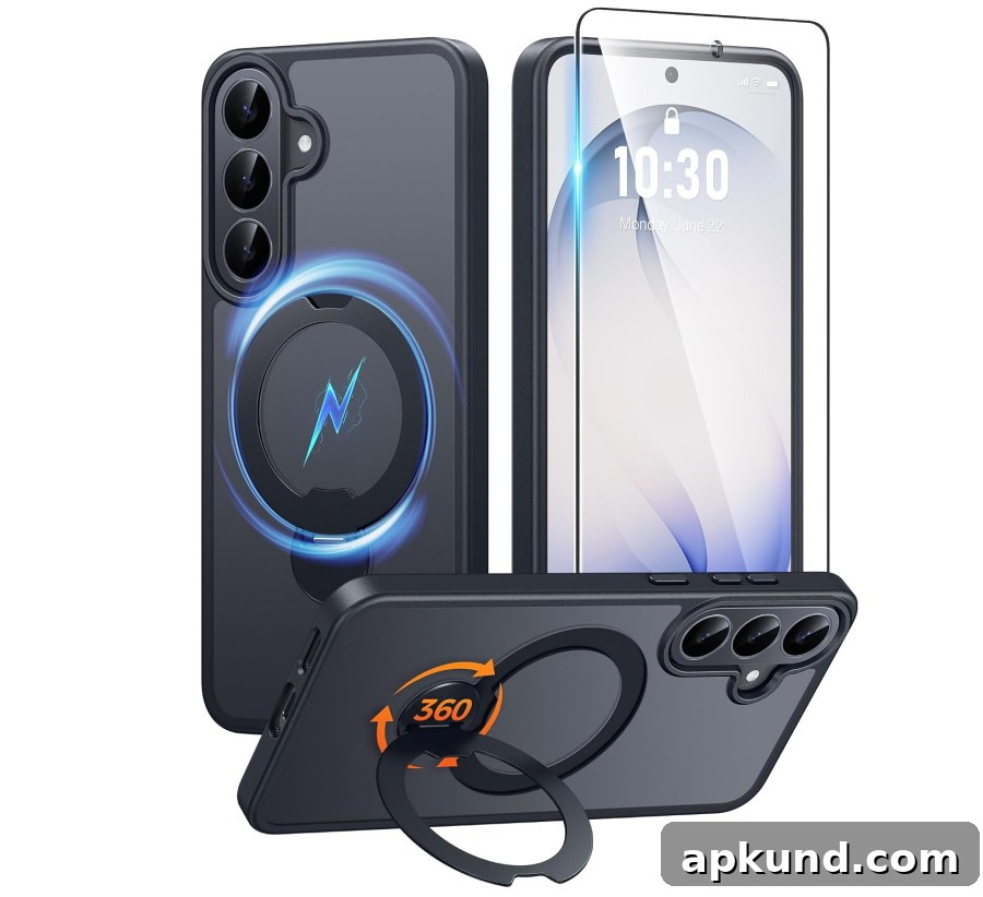 FNTCASE Matte Translucent Case with 360 Spin Magnetic Stand for Samsung Galaxy S26 FE