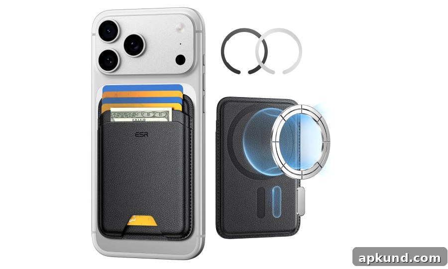 Magnetic wallet card holder attached to phone
