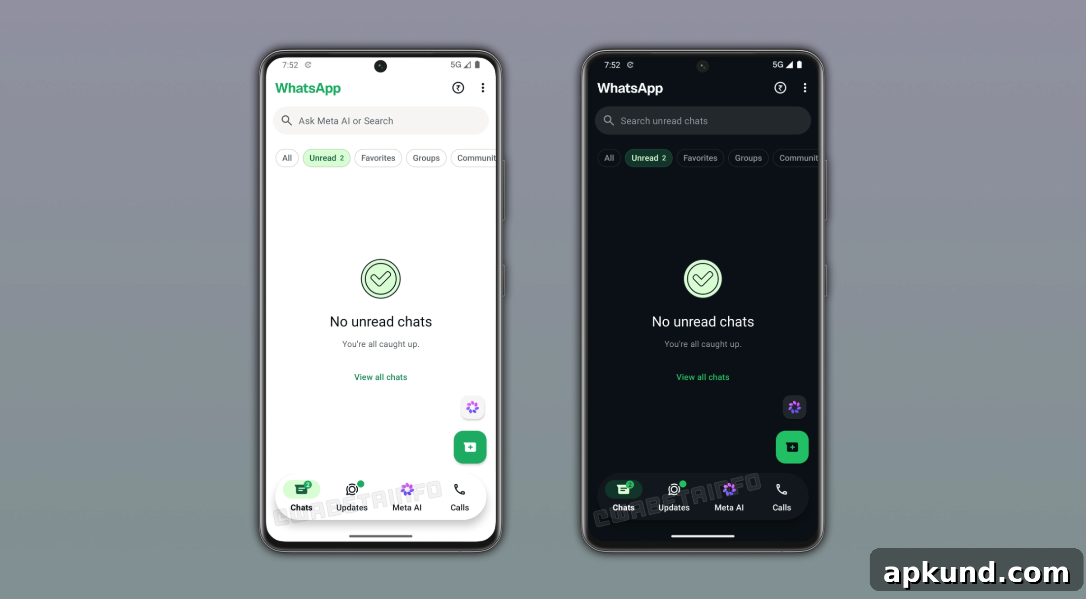 WhatsApp redesigned bottom navigation bar preview